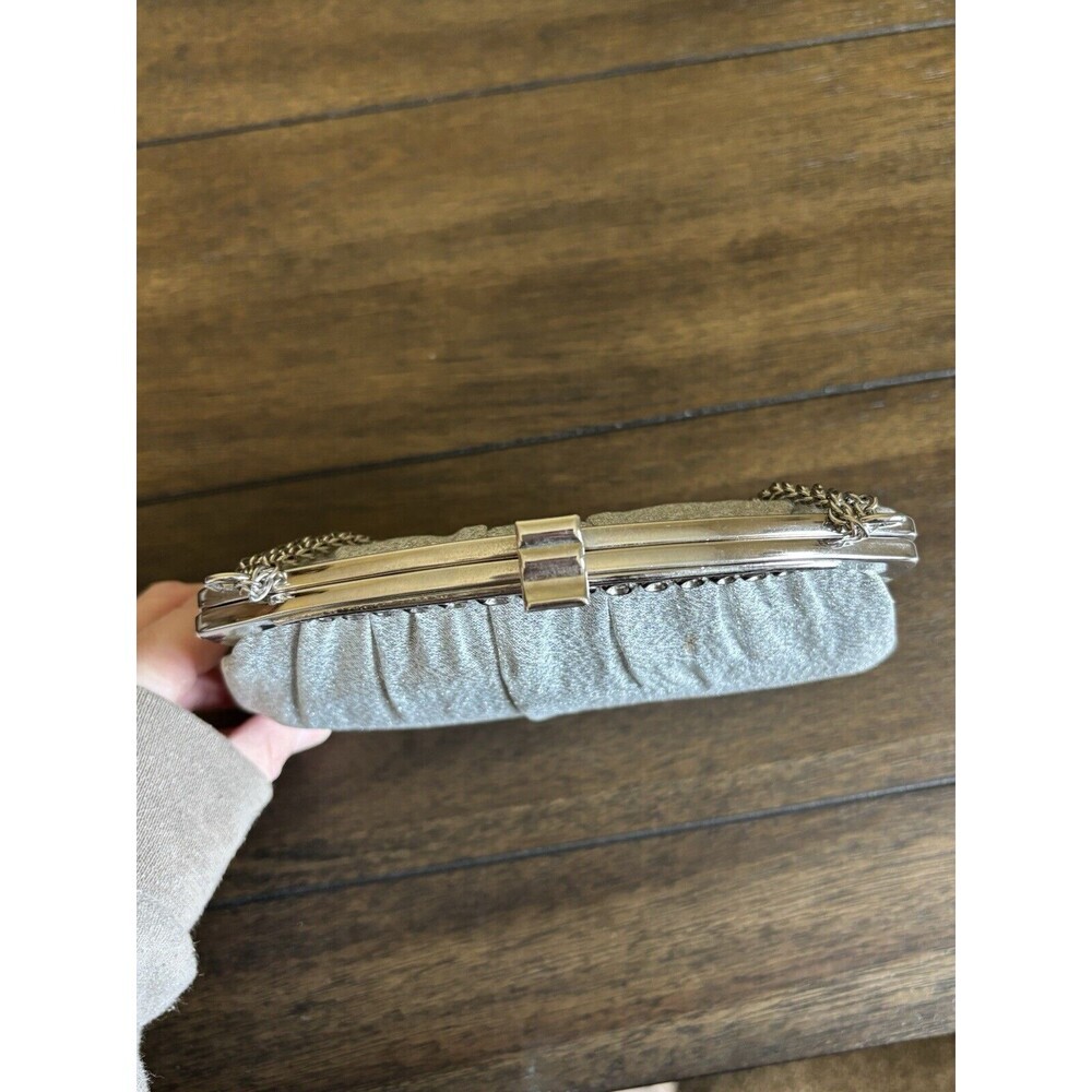 Vtg Mid Century HL USA Harry Levine Silver Metallic Clutch Purse - Picture 7 of 9